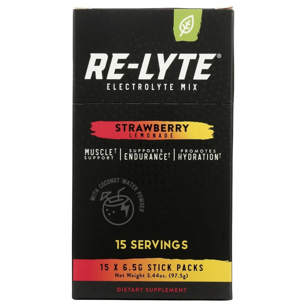 RELYTE Re-Lyte Electrolyte Drink Mix Lémonade fraise 15 portions Packets 3,44 oz.