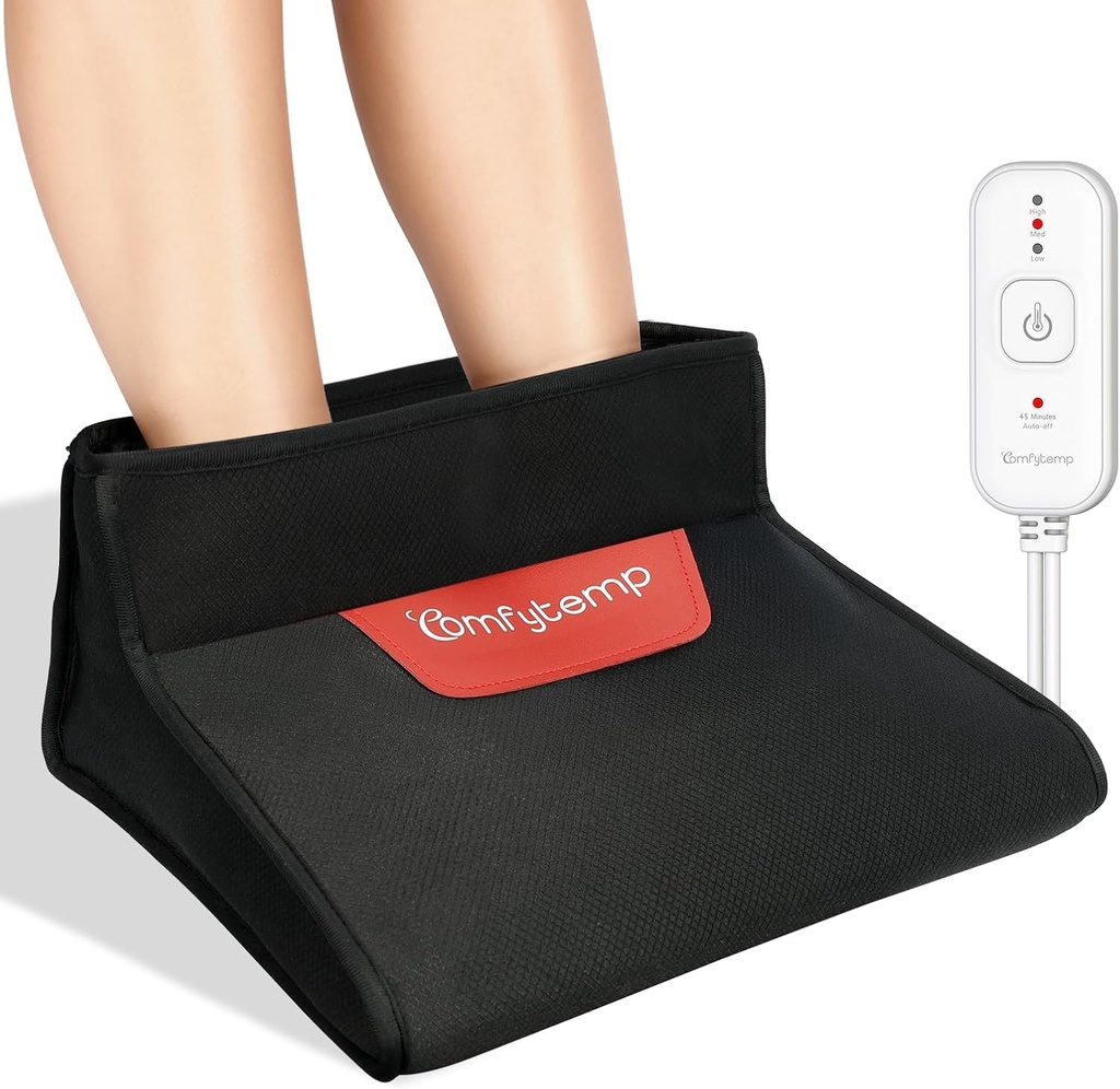 Comfytemp Chauffe-pied électrique chauffant pour les hommes et les femmes, Pad chauffant de pied 3D pour les chevilles de pieds froids Relief, Pieds de chaleur sèche Sanua sous le bureau 45Serrure automatique avec 3 chaleur, Office Home Winter