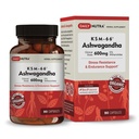 DailyNutra KSM-66 Ashwagandha 600mg Extrait de racine organique - Supplément de puissance élevée avec 5% de Withanolides.