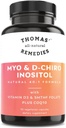 Remèdes tout-naturels de Thomas Myo Inositol Supplément et D-Chiro Inositol Mélange avec Folate et vitamine D3, 40 à 1 Rapport, Non-OGM, Pas de remplissage, CoQ10, 90 Capsules Vegan