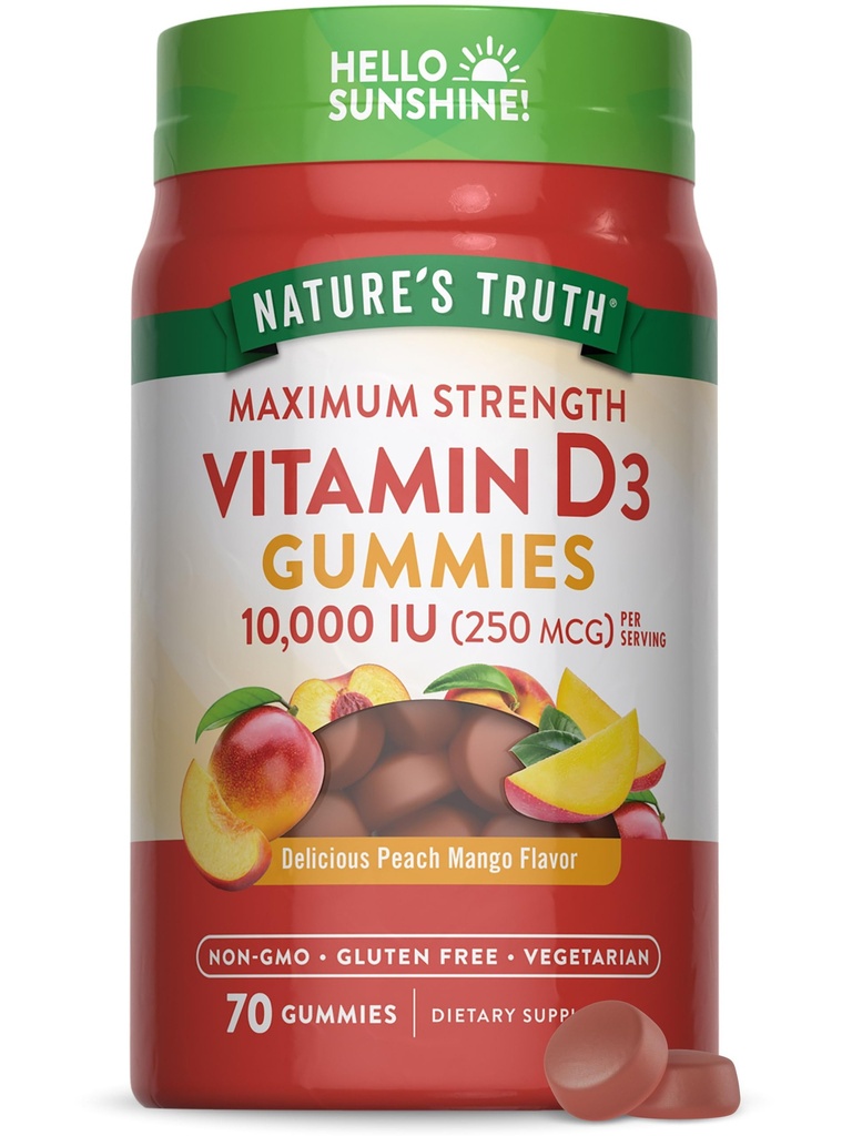 La vérité de la nature Vitamine D3 Gummies. 10000 UI.70 Comte.