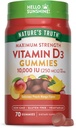 La vérité de la nature Vitamine D3 Gummies. 10000 UI.70 Comte.