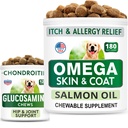 BARK&SPARK Glucosamine Dog Treats + Omega 3 pour chiens Bundle - Hip Support et supplément de soulagement de la douleur articulaire + Huile de poisson Chews pour Shedding, Allergie cutanée, Démangeaison, Supplément de peau et de manteau