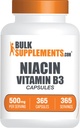 BulkSupplements.com Capsules de niacine - Supplément de niacine, vitamine B3 - Sans gluten, 1 Capsule par portion, 365 Capsules (paquet de 1)