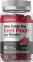 Horbäach Nitric Oxide Beet Root Gummies de 60 comtes avec des nitrates de fraise Saveur de fraise de légumes, sans OGM, supplément sans gluten