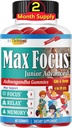 Max Focus Junior – Kids Focus & Calm Gummies (en anglais seulement) Calme et assistance pour les enfants et les adolescents avec Ashwagandha (en anglais seulement) Vitamines cérébrales (en anglais seulement) Vegan, non-OGM, 60 Gummies