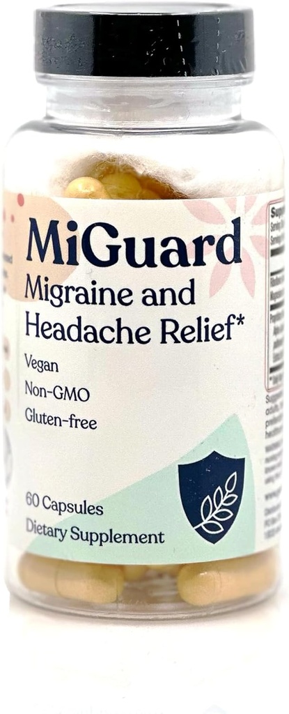 Suppléments de soulagement des maux de tête et de la migraine - Supplément de prévention de la migraine sans médicament - Suppléments naturels pour les maux de tête de la migraine - aide à réduire la fréquence et la gravité (60 capsules)