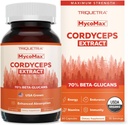 Extrait de champignons de Cordyceps bio - 70% Beta Glucans - Les niveaux les plus élevés d'éléments nutritifs actifs, Capsules de Cordyceps de puissance maximale, É.-U.