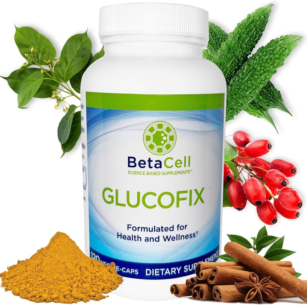 Glucofix - Supplément berbère - Supplément à base de plantes avec cannelle, gymnema, berbère, mélone amère et curcuma - 120 capsules