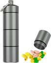 Grand porte-pilule porte-clés, EFFIET 3 Compartiments Pilule métallique Fob Case, Conteneur de médicaments de voyage pour les pilules d'urgence/Vitamine/Huiles de poisson/Capsule, Imperméable pour les voyages, Randonnée, Camping (Matt terminé)