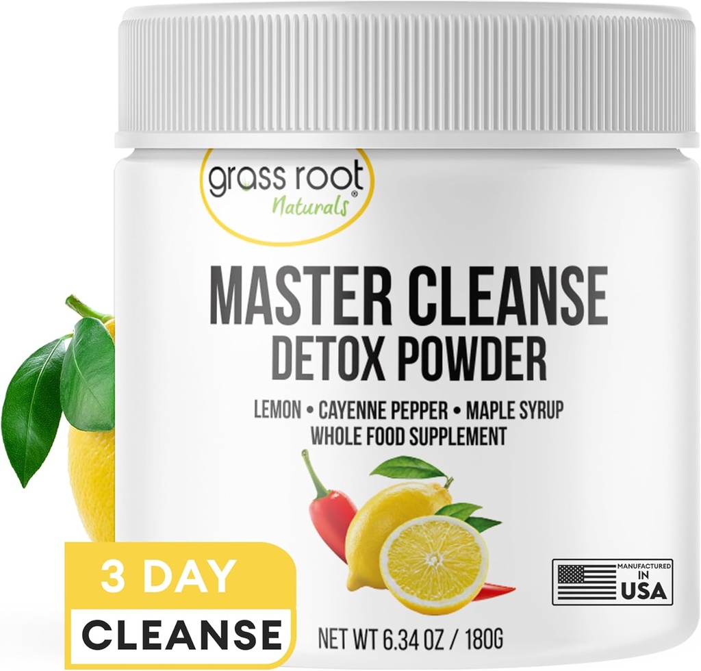 Graines naturelles Master Cleanse Detox Powder- Lemonade Detox Supplément à base de plantes de 3 jours avec Lemon, Maple Sirop et Cayenne Diet, contenant 6,34oz