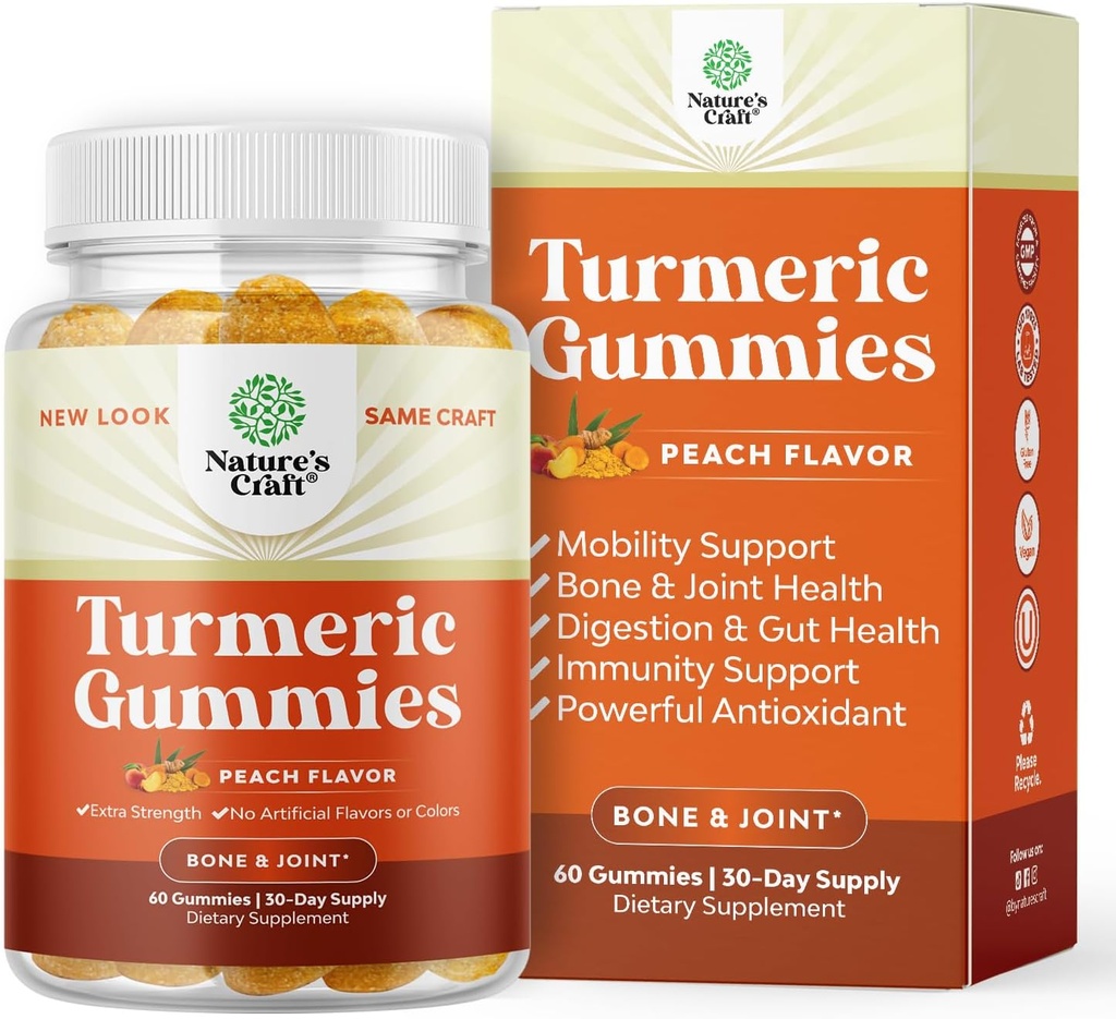 Gummies de soutien curcumin immune curcumin - Immune Booster Gummies curcuma pour le soutien des articulations et le soin avancé de la peau - avec supplément d'articulation de poivre noir Vitamines gommy avec poudre curcumine