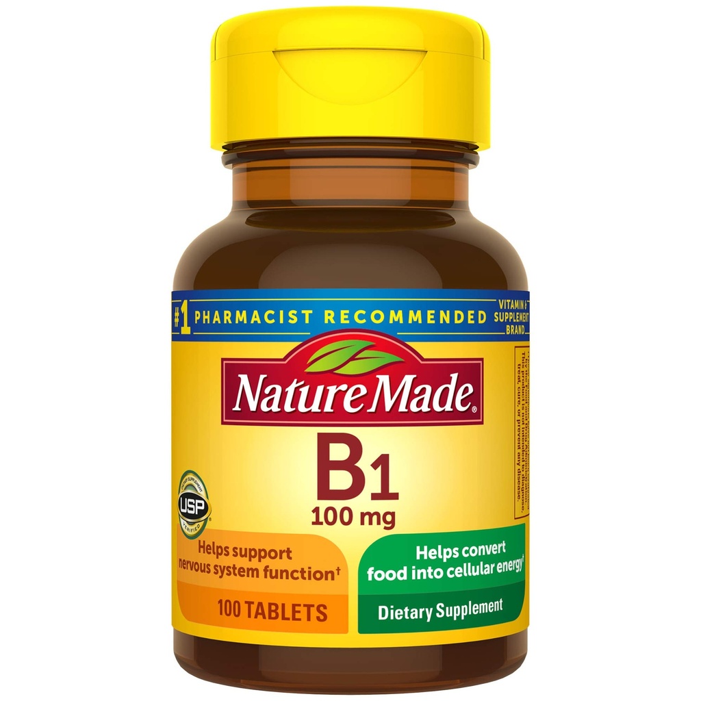Vitamine B1 100 mg Comprimés, 100 Compte pour la santé métabolique