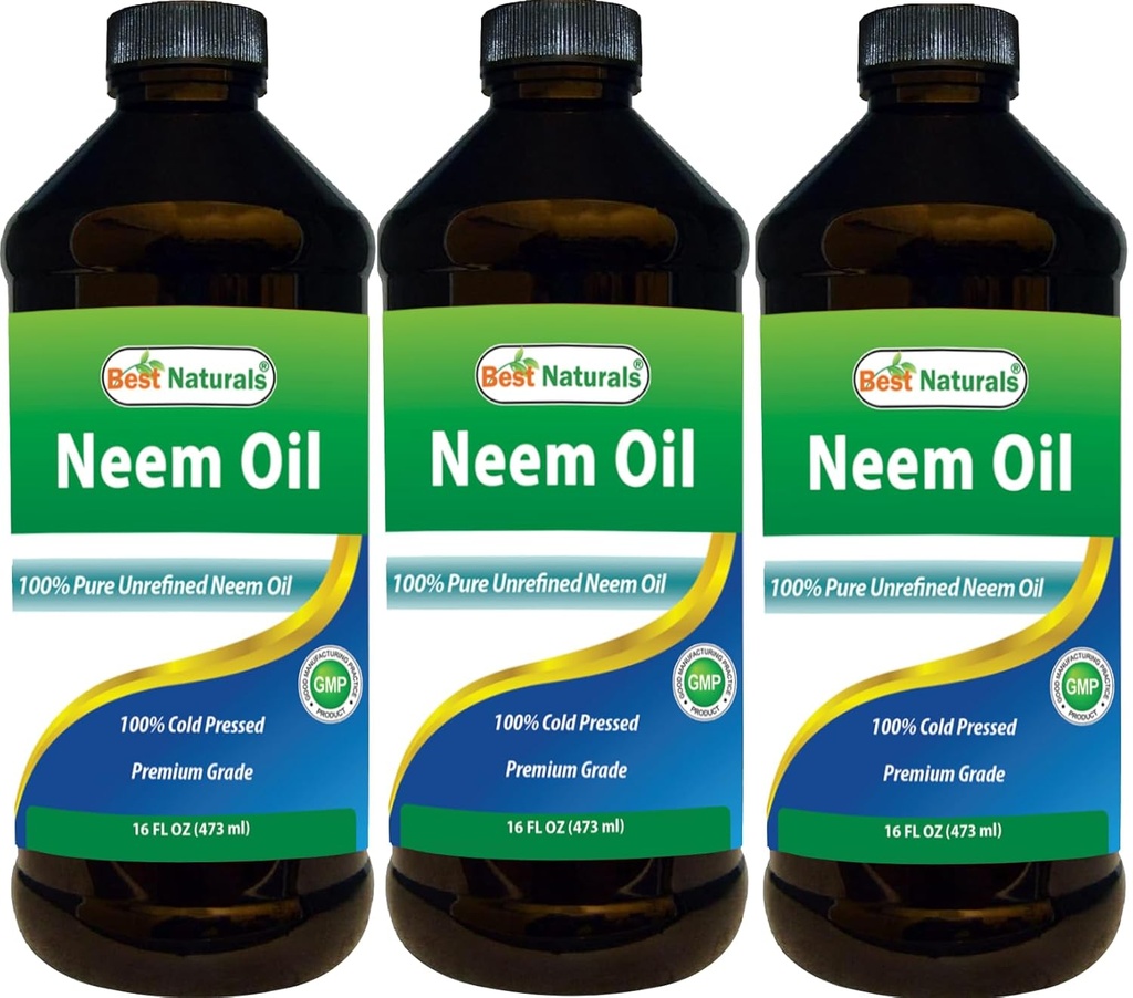 Meilleures naturelles 100% huile de Neem pur, 100% pressé et non raffiné - 16 OZ (3 bouteilles)