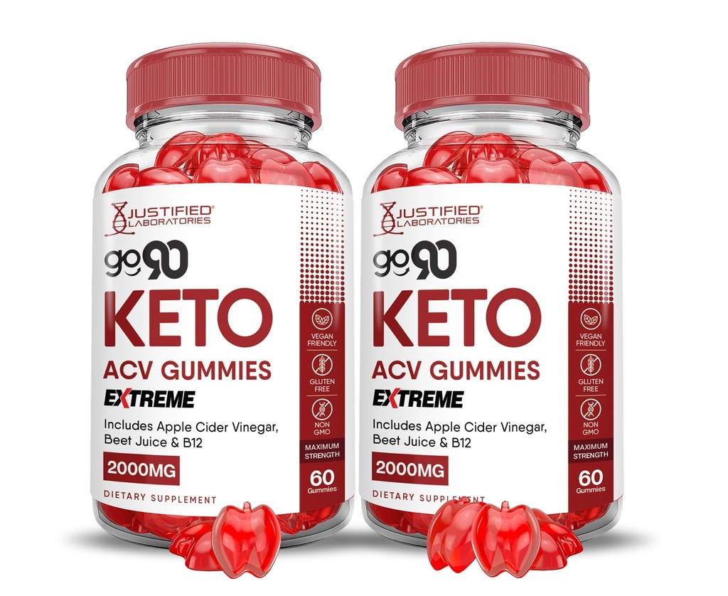 Laboratoires justifiés (2 Pack Go 90 Keto ACV Gummies Extreme 2000MG Go90 Keto Gummies vinaigre de cidre de pomme formulé avec le jus de betterave de grenade poudre B12 Vegan non OGM 120 Gummys