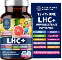 N1N LHC+ 15-en-1 Supplément de soutien immunitaire avec Spiruline, Turmeric, Ginseng, Guarana, Vitamine D et Vitamine C pour l'immunité, l'énergie et le soulagement à longue distance, 60 Vég.