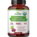 Zazzee USDA Bio Tart Cherry 10:1 Extrait, 3000 mg de force, 120 capsules végétaliennes, 4 mois d'approvisionnement, normalisé, concentré 10X Extrait, 100% végétarien, certifié biologique, tout naturel et non-OGM