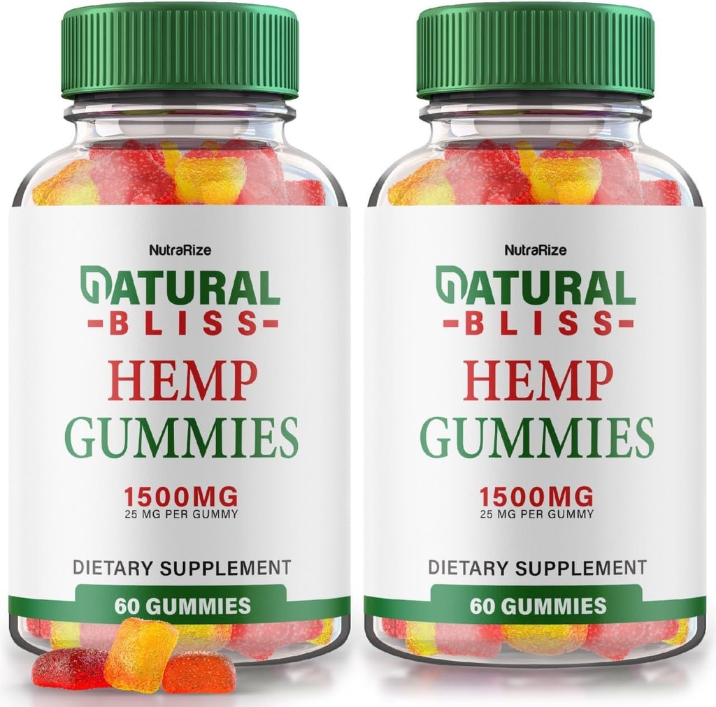 NutraRize (Pack de 2 Gommies Bliss naturelles, supplément de chanvre pour la tranquillité, une indulgence quotidienne de détente et de focus, avis NaturalBliss (120 Gommies)