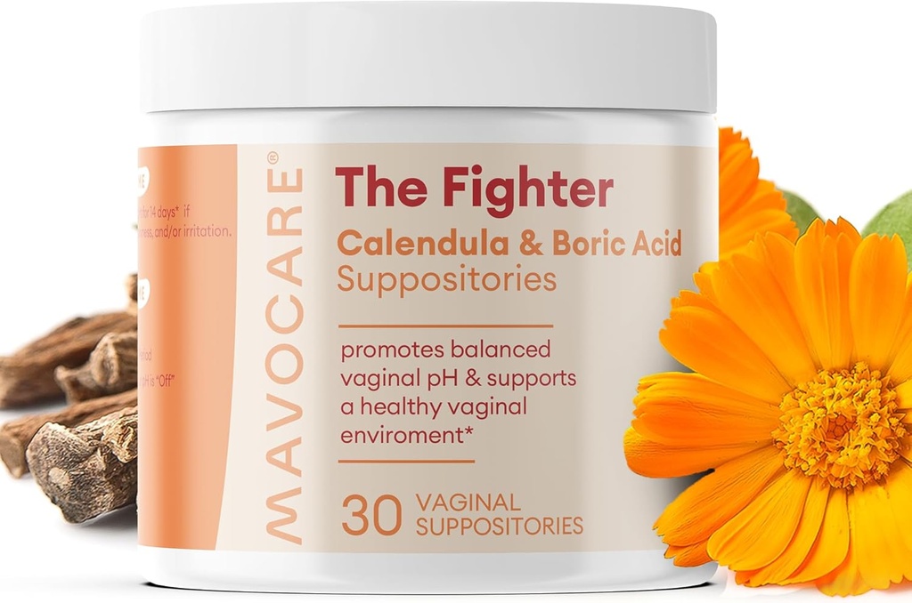 Suppositoires d'acide borique de MavoCare pour les femmes – 600mg avec calendule et vitamine E – Soutien de l'infection par le BV et le levure, équilibre du pH, soulagement de l'odeur, dissolution rapide, hydratant, formule végane