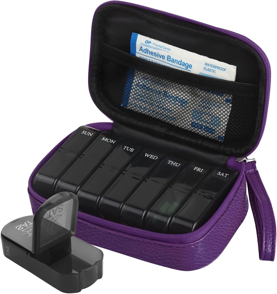 Boîte à pilules quotidienne pour tenir la vitamine, l'huile de poisson, les suppléments et la médecine (purple)