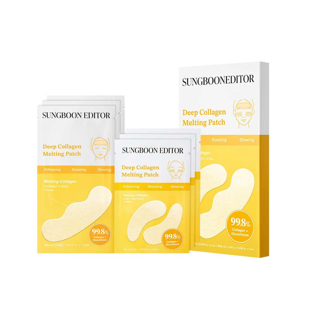 SUNGBOON EDITOR Deep Collagen Melting Patch | Real Collagen, Glutathione, Glass Skin, Skin Firming for Deep Wrinkle, Spot Correcting, Collagen Patches, Under Eye Mask, Korean Skin Care, 1.13 ounces