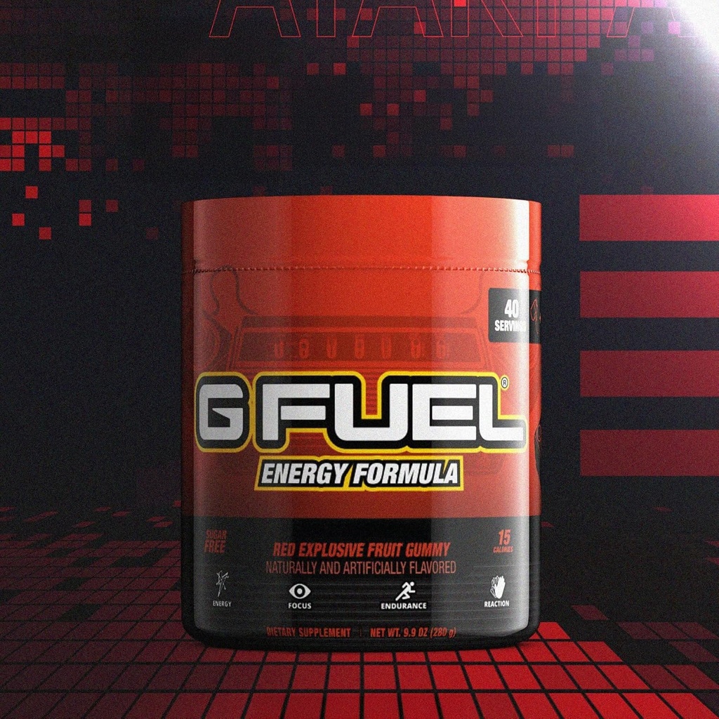 G Carburant 2600+TM Poudre de boisson énergisante, Pré-entraînement Mélange de caféine pour le jeu, sans sucre Amino focus, vitamine + antioxydants, 9,9 oz (gummy de fruits explosifs rouges, 40 portions)