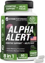 Alpha Alert – Suppléments de cerveau pour mémoire et focus appartenant aux anciens combattants – Suppléments de mémoire nootropiques testés, laitiers et sans gluten - 60 capsules de Veggie