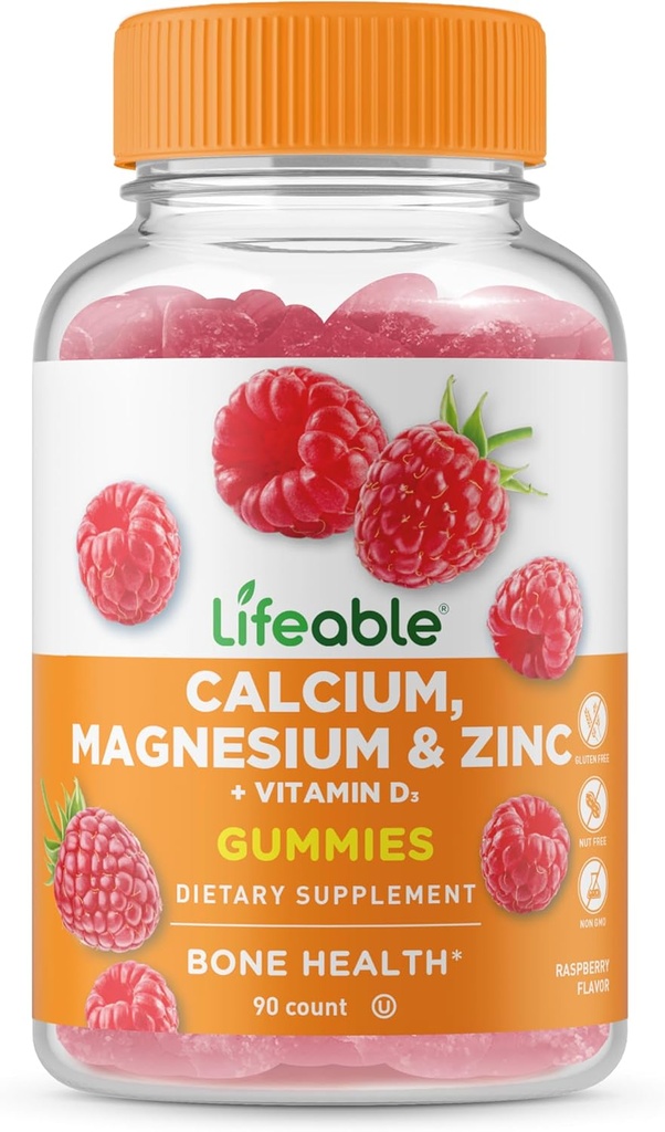 Zinc de magnésium de calcium vivace avec vitamine D3 Gummies. Grande dégustation de zinc de magnésium de calcium Supplément D3 pour la santé des dents et des os.