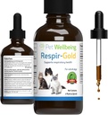 Pet Wellbeing Respir-Gold pour les chats - Soutiens Respiration saine, Open Airways, Soutien respiratoire, Cumin noir, Horehound, Grindelia - Vétérinaire-formulé supplément à base de plantes 2 fl oz (59 ml)