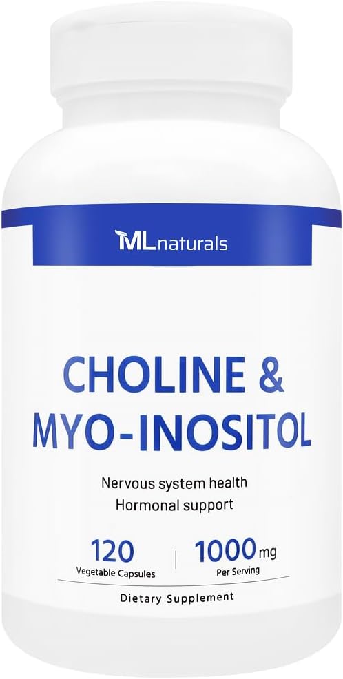 ML Naturals Choline & Myo-Inositol 120 capsules végétales, certifiées NSF et conformes aux GMPc