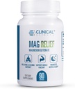 Effets cliniques Mag Relief Supplément Magnésium - 275mg Glycinate de Magnésium pur - 90 Capsules de Magnésium - Magnésium de qualité pour la défense des crampes, os, muscles et nerfs - USA Made