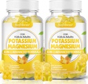 softbear Gommies de potassium pour adultes, supplément de magnésium de potassium sans sucre avec vitamine B6 CoQ10 pour les crampes musculaires Ananas végétalien Saveur 120 Gommies