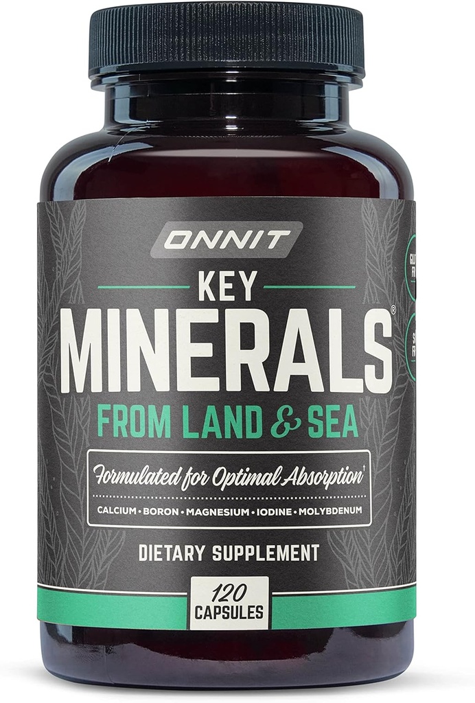 Minéraux clés onnit: Calcium, Magnésium, Molybdène et Supplément Iodine (120ct)