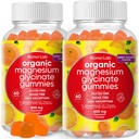 BionerLab Magnésium Glycinate Gommies à mâcher (600mg) pour Enfants et Adultes Femmes Hommes - Complexe végétalien avec calcium Potassium Vitamine D B6 L-Theanine - Sans sucre et sans gluten - Arôme orange