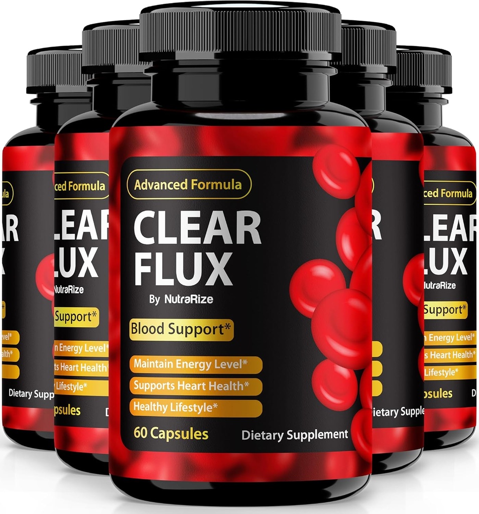 (5 Pack) pilules de flux clair, capsules officielles de flux clair, soutien tout naturel, soutien Premium pour maintenir des niveaux stables et une circulation saine, examen de santé de flux clair naturel (300 capsules)