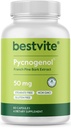BESTVITE Pycnogenol 50mg (60 gélules) - Extrait d'écorce de pin Maritime française - Pas de stéarate - Sans gluten - Non OGM