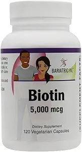 BariatricPal Biotin 5 000 mcg Capsules Easy Swallow (Bouteille de 120ct)