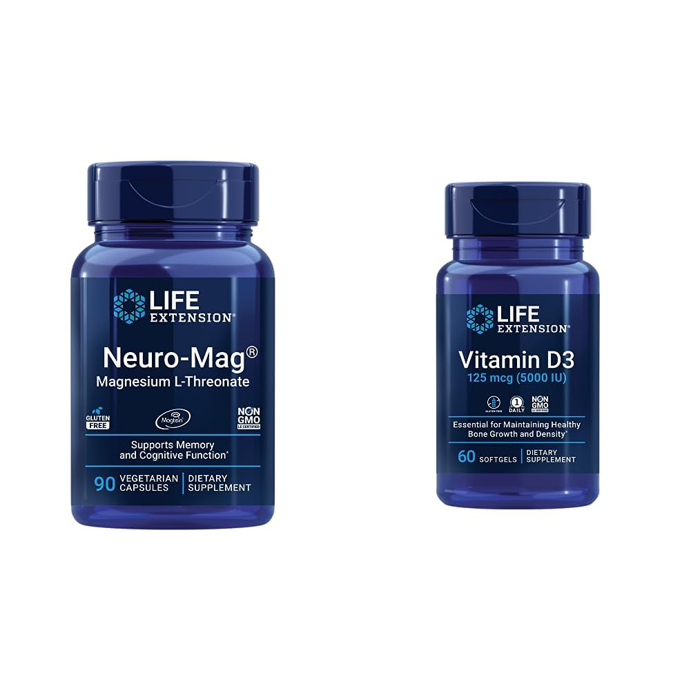 Prolongation de vie Neuro-mag Magnésium L-thréonate et supplément de vitamine D3 pour la santé du cerveau, des os et des immunitaires