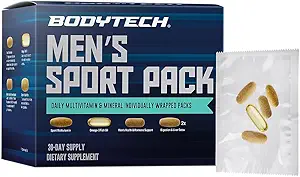 BODYTECH MenaTMs Sport Pack a Daily Multivitamin, Mineral, & Supplement Packs a Individually Wrapped (30-Day Supply)