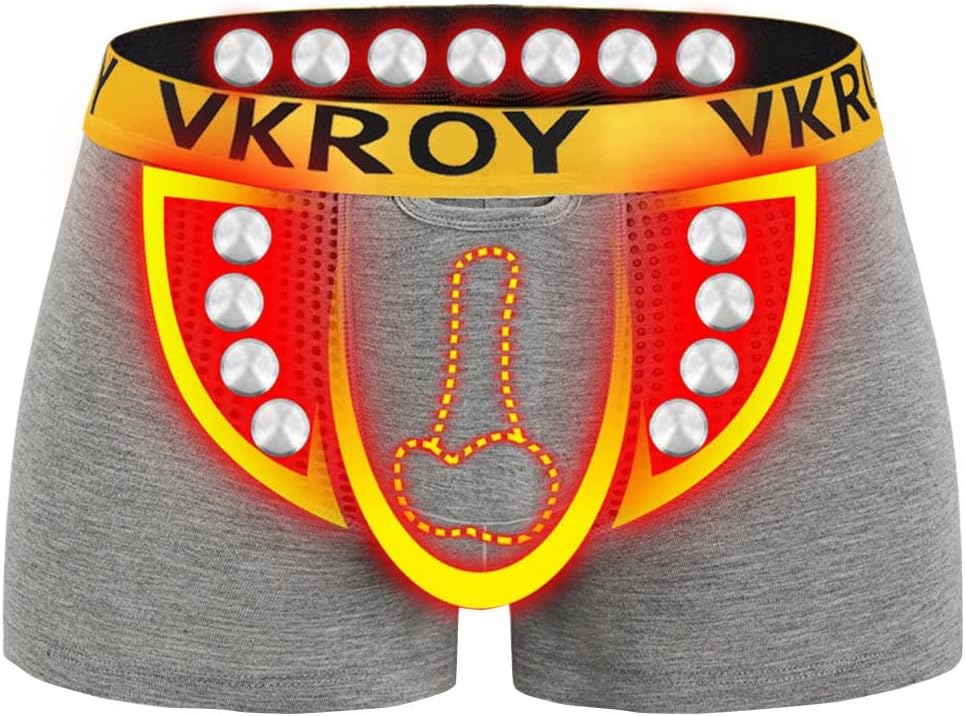 Boxer homme - Tourmaline Prostate Magnetic Therapy Élargissement Physiologique Sous-vêtements - Paquet de 3 (Couleur : Gris, Taille : XX-Grand)