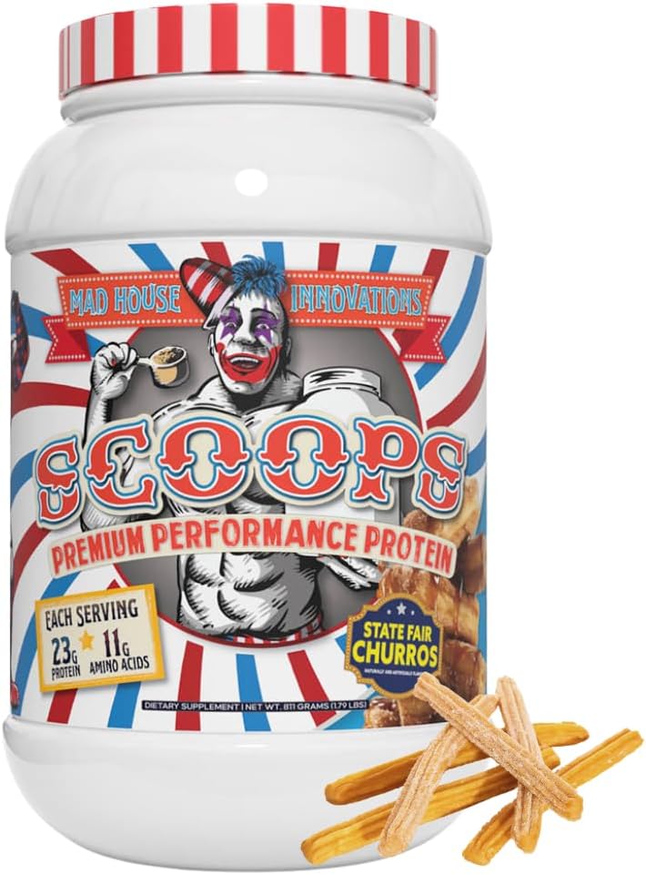 State Fair Churros Aromatisé Isolé, concentré et hydrolysé Poudre de protéines de lactosérum - Faible dans le sucre, les glucides et les graisses Tub 2LB, 23G de protéines Meilleur pour les muscles maigres 26 portions