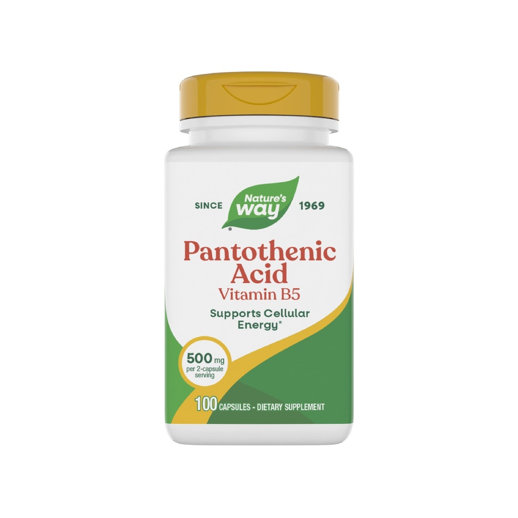 Nature's Way Pantothenic Acid, Supports Cellular Energy*, 500mg Per Serving, 100 Capsules
