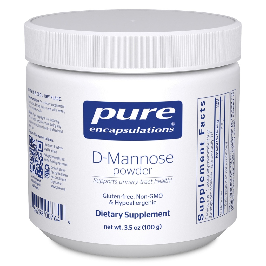 Encapsulations pures Poudre de D-mannose - pour le soutien du réseau urinaire - Soutien du réseau urinaire et santé des malades* - Poudre dissoute facile - Non-OGM et végétalien - 3,5 oz