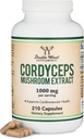 Cordyceps Capsules (Cordyceps Sinensis Mushroom Extract) 210 Compte, 3,5 mois d'approvisionnement, 1 000MG (7% Polysaccharides avec Alpha et Beta Glucans) Dans l'ensemble et soutien du vieillissement par le double bois