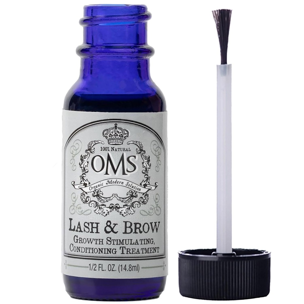 OMS Natural Eyelash Growth Serum - Premium Eyelash Enhancing Formula with Castor Oil & Batana Oil Organic - Thicker, Longer Lashes and Eyebrows in 5 Weeks, 8-12 Month Supply - Made in USA (15ml)