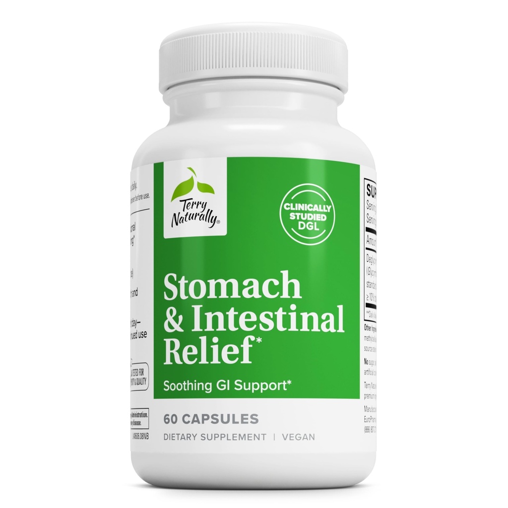Terry naturellement l'estomac et le soulagement intestinal - Supplément pour aider à la santé digestive et le doublage intestinal - Aides contre le malaise digestif occasionnel à apaiser l'estomac - 60 capsules