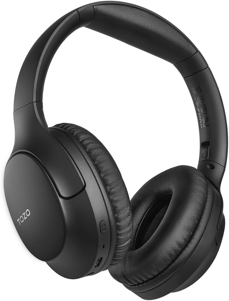 TOZO HA1 Bluetooth 5.4 Casques d'oreille, 70H Playtime avec micro, pliable sans fil casque, basse profonde stéréo son personnalisable 32 EQ Mode de musique Via bouton et application pour le voyage et la maison, mis à jour