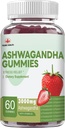YiLing Ashwagandha Gummies pour les femmes et les hommes, 3000 Mg d'extrait de racine haute puissance Ashwagandha stimule l'énergie, améliore le sommeil, soulage le stress et calme l'humeur, 60 comte fraise Flavor Ashwagandha