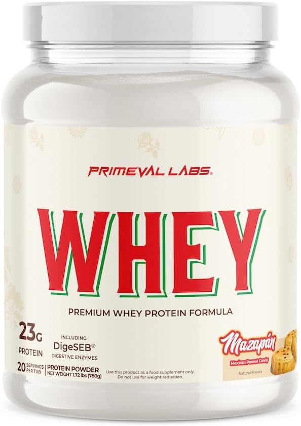 Primeval Labs Pure Whey Protein Concentrate | Muscle Growth & Recovery | Easy to Mix Formula | Mazapan | 20 Servings