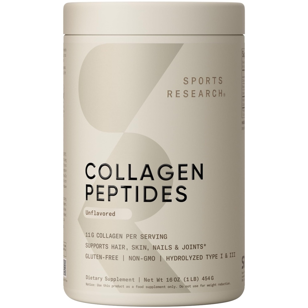 Recherche sportive Peptides de collagène - Supplément en poudre de collagène de type 1 et 3 hydrolysé pour peau, ongles et articulations saines - Mélange facile d'éléments nutritifs et de protéines vitales, collagène pour les femmes et les hommes